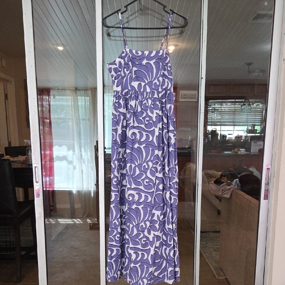 Jessica Simpson Lavender and White Swirl Maxi Dress